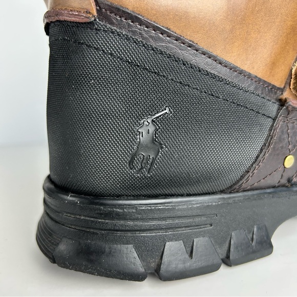 Polo Ralph Lauren Hardy II Pony Leather Brown Black Ankle Boot Men's Size 13 - Picture 10 of 14